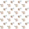 Baby Plane Pattern, Watercolor Seamless Pattern, White Background