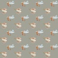 Baby Plane Pattern, Watercolor Seamless Pattern, Green Brown Colors