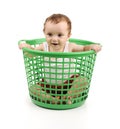 Baby in plastic box Royalty Free Stock Photo