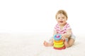 Baby Play Toy Rings Pyramid, Infant Kid Playing Building Blocks Royalty Free Stock Photo
