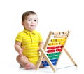 Baby playing with abacus toy Royalty Free Stock Photo