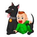 A baby playing with big dog Royalty Free Stock Photo