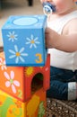 Baby playing with blocks