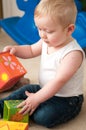 Baby playing with blocks