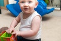 Baby playing with blocks