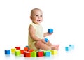 Baby playing with building block toys Royalty Free Stock Photo