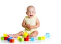 Baby playing with building block toys Royalty Free Stock Photo