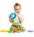 Baby playing colorful toys Royalty Free Stock Photo