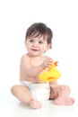 Baby playing with a rubber ducky