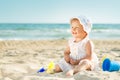Baby playing at the sea