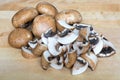 Baby Portobello Mushrooms Whole and Chopped Royalty Free Stock Photo