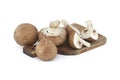 Baby portobellos mushrooms isolated on white Royalty Free Stock Photo