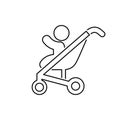 Baby pram icon simple flat style vector illustration Royalty Free Stock Photo