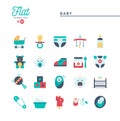 Baby, pregnancy, birth, toys and more, flat icons set Royalty Free Stock Photo