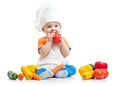 Baby preparing healthy food isolated Royalty Free Stock Photo