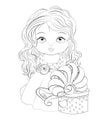 Baby princess with gift Coloring book