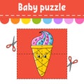 Baby puzzle. Easy level. Flash cards. Cut and play. Color activity worksheet. Game for children. Cartoon character