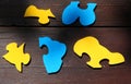 Baby puzzle studio quality wooden background Royalty Free Stock Photo