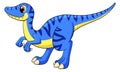 Baby raptor mascot. Cartoon blue velociraptor character Royalty Free Stock Photo
