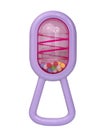 Baby rattle toy for baby violet isolated on the white background Royalty Free Stock Photo