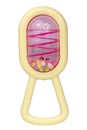 Baby rattle toy for baby violet isolated on the white background Royalty Free Stock Photo