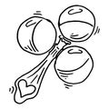 Baby rattle. Vector illustration of a sketch toy for a newborn. Hand drawn