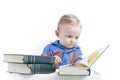 Baby reading books - education concept