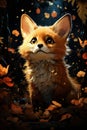 Baby red fox in cartoon style. Created with Generative AI