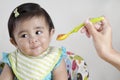 Baby refusing food Royalty Free Stock Photo