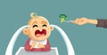 Baby Refusing to Eat Broccoli Vector Cartoon Illustration Royalty Free Stock Photo