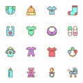 Baby related items filled outline icons set Royalty Free Stock Photo