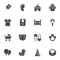 Baby related items vector icons set