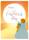 Father and baby with sunset scene illustration