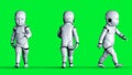 Baby robot isolate on green screen. 3d rendering.