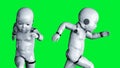 Baby robot isolate on green screen. 3d rendering.