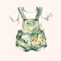 Baby romper drawing in various fashions using watercolor medium.