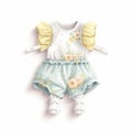 Baby romper drawing in various fashions using watercolor medium.