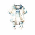 Baby romper drawing in various fashions using watercolor medium.