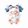 Baby romper drawing in various fashions using watercolor medium.