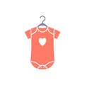 Baby romper flat icon. Newborn pink color bodysuit