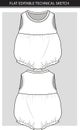 Baby Romper Flat Technical Sketch Front and Back Views Royalty Free Stock Photo