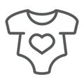 Baby romper line icon, newborn and clothing, baby suit sign, vector graphics, a linear pattern on a white background.