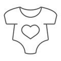 Baby romper thin line icon, newborn and clothing, baby suit sign, vector graphics, a linear pattern