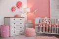 Baby room interior with decorations Royalty Free Stock Photo