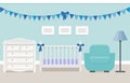 Baby room interior. Vector illustration. Royalty Free Stock Photo