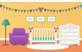 Baby room interior. Vector illustration. Royalty Free Stock Photo