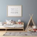 baby room mockup with crib. Bedroom design template. Neutral tones in the interior. Royalty Free Stock Photo