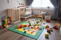baby room with playmat, blocks, and baby rattles for interactive learning