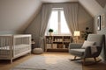 Baby room, scandinavian style, realistic furniture, minimalism Royalty Free Stock Photo