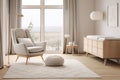Baby room, scandinavian style, realistic furniture minimalism Royalty Free Stock Photo